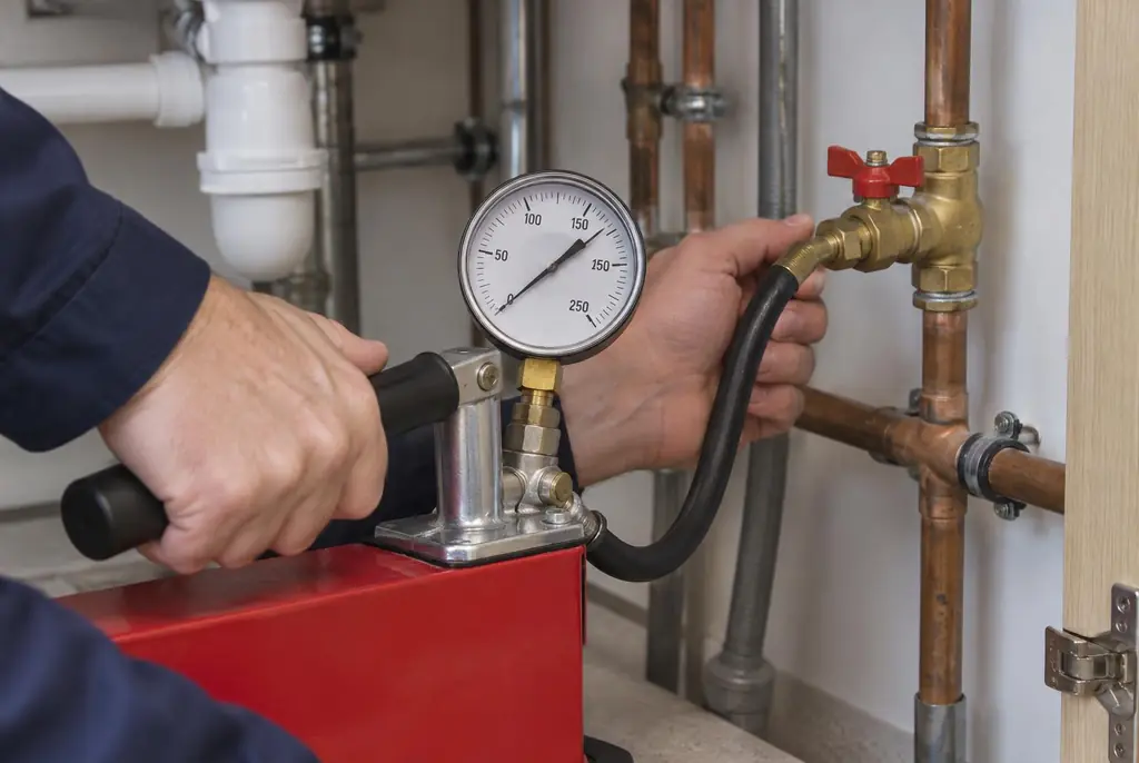 Lekdetectie Tienhoven – druktest op een waterleiding met een manometer