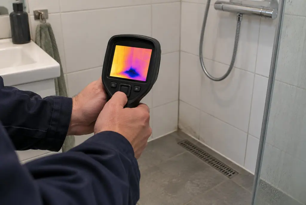 Lekdetectie Tienhoven – lekdetectiespecialist met warmtebeeldcamera in een badkamer