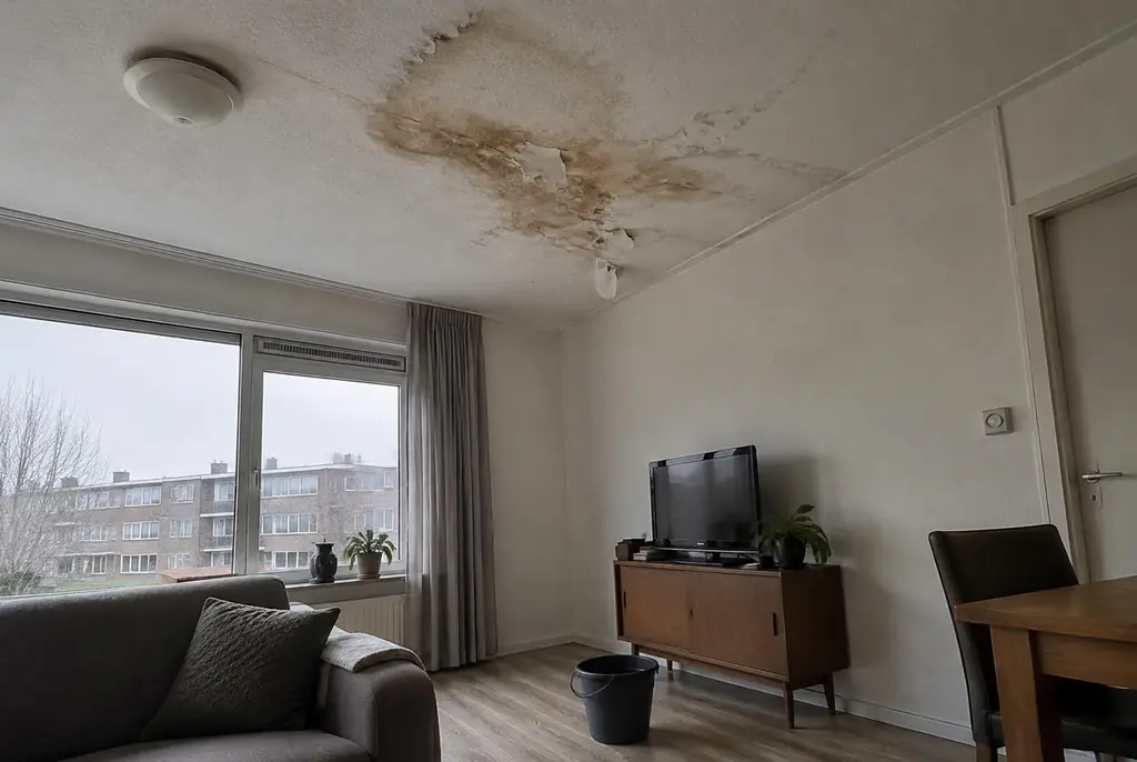 Lekdetectie Tienhoven – vochtplek op het plafond onder een badkamer